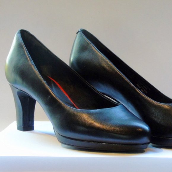 Rockport Black Leather Totalmotion, Trutech Heels Size 5.5 Unworn - Picture 2 of 14